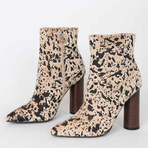 Willa Multi Cow Print Pointed-Toe Ankle Booties